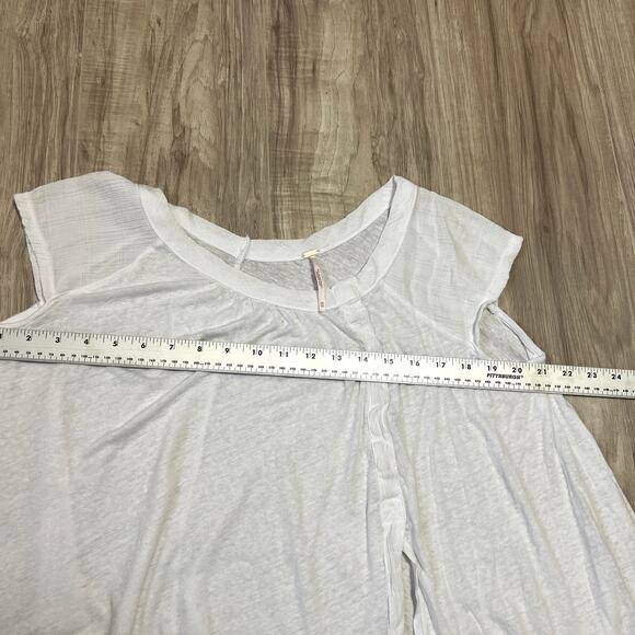 Free People Keep It Casual White Linen Blend Oversized Boho Split Tee Size XS - Picture 5 of 9